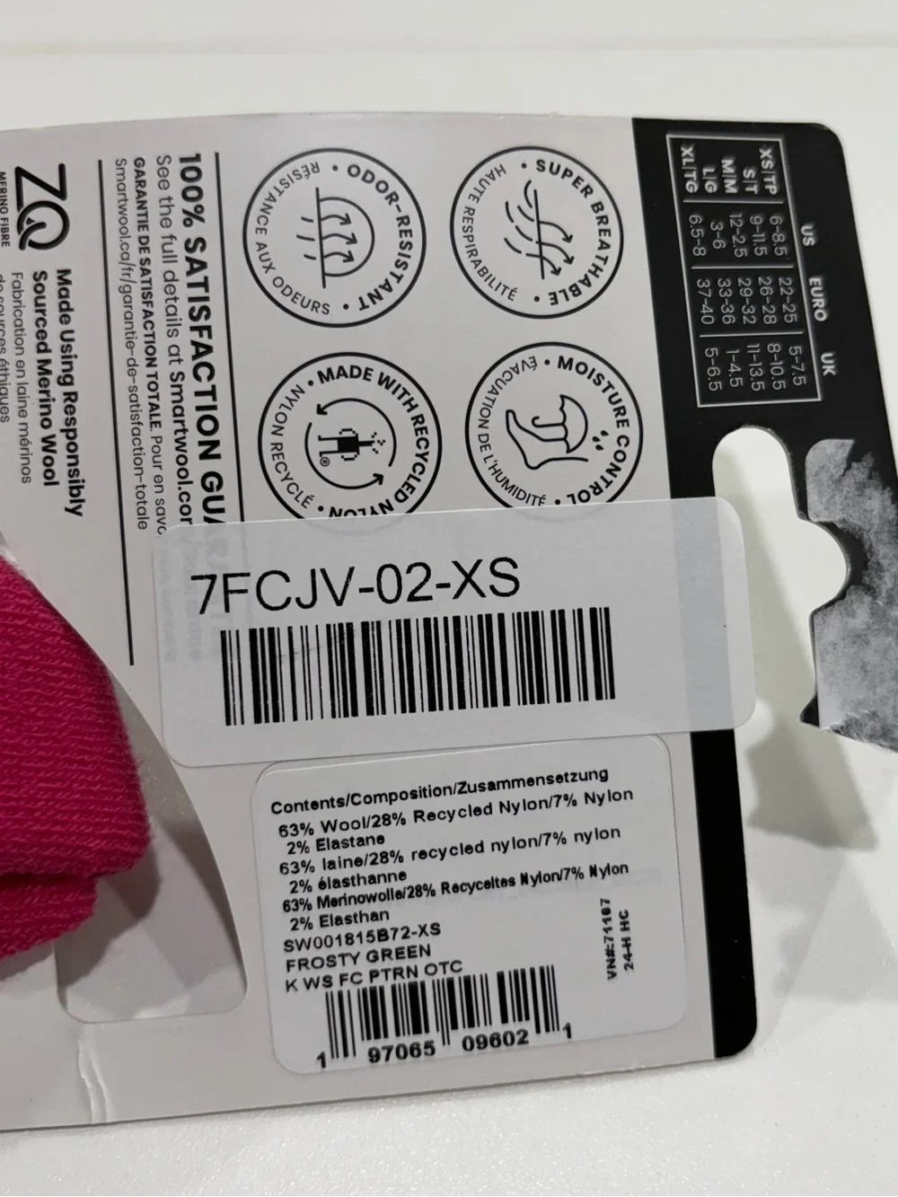 SmartWool Boys Girls Kids XS Wintersport Pattern Ski Socks Grey Pink NWT Snow